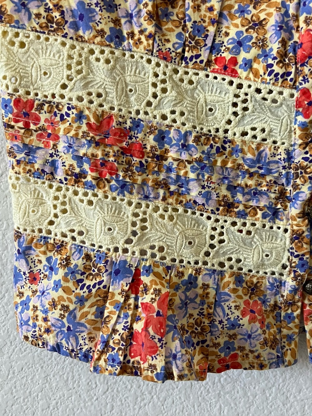 NWT Free People Kiana Floral Eyelet Peplum Tank Smocked Boho Top Small - Picture 10 of 16
